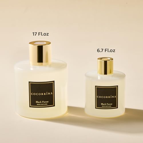 COCORRÍNA Reed Diffuser - Black Forest 17 Fl.oz Reed Diffuser with 8 Sticks Scented Diffuser with Preserved Flowers for