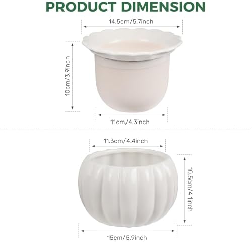 BUYMAX 6 Inch Self Watering Ceramic African Violet Pot Indoor Plant Pot