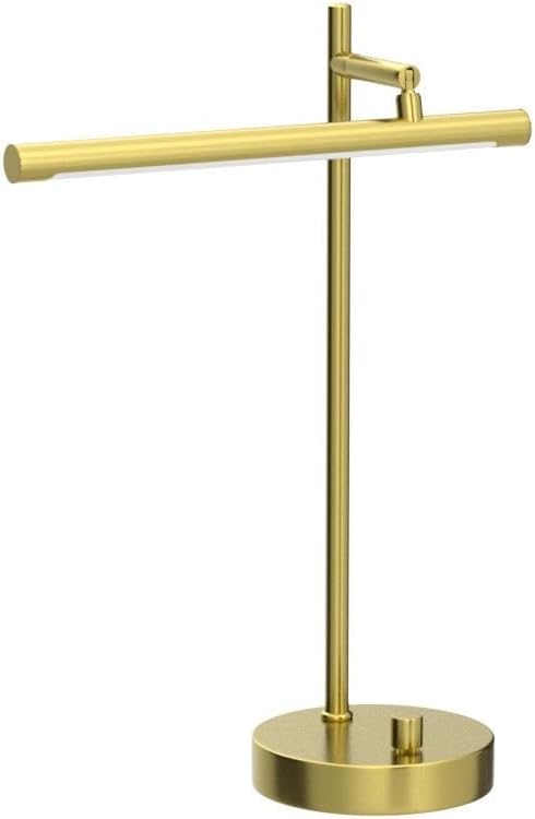 Globe Electric 52889 West 15" LED Integrated Desk Lamp, Matte Brass, 200 Lumens, Dimmer Rotary Switch