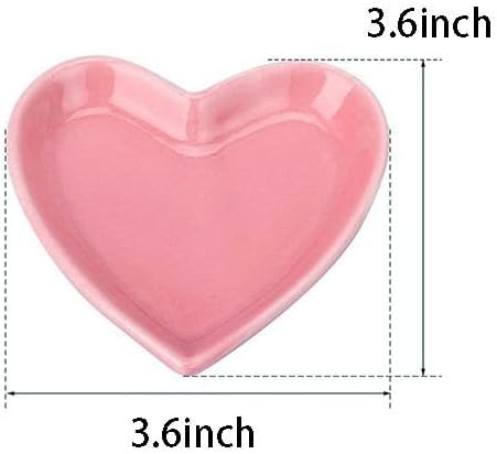 Ceramic Jewelry Dishes Heart Shape Jewelry Trays Storage Trays / Pink / Set of 8