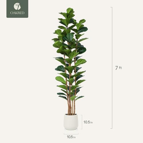 7FT Artificial Fiddle Leaf Fig Tree with White Planter for Home Decor