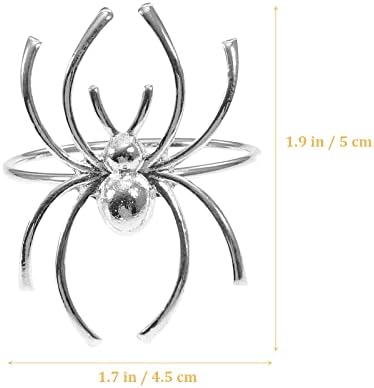 STOBOK Spider Napkin Rings Set of 6 for Home Kitchen Dining Room Table Napkin Rings Horror for Wedding Party Banquet Halloween (Silver)