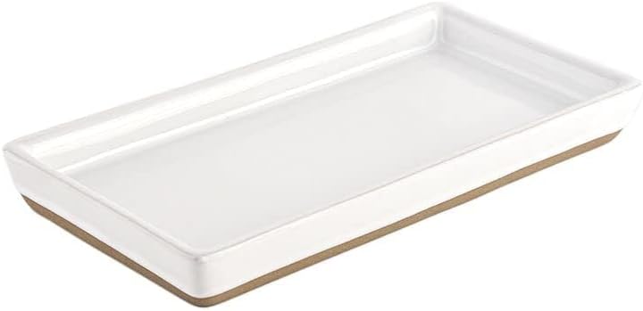 Stoneware Tray / Kitchen and Bathroom Dispenser Holder / White