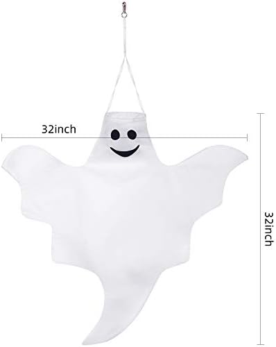 Skylety 2 Pcs 32 Inch Halloween Ghost Decoration Outdoor Hanging Windsock