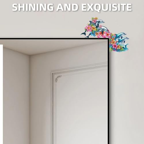 DIY Diamond Art Painting Animal Door Corner Decor, PVC Frame Signs with Dolphin Designs for Holiday Home, Festive Wall Hanging Gift for Family