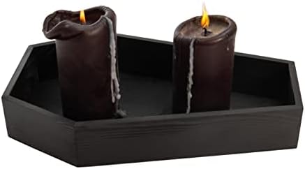 Creative Hobbies Black Painted Wood Coffin Tray - 13.5 Inch Coffin Shaped Serving Tray Box, Great for Candy, Keys, Candles - Perfect Halloween Décor | 13.5" x 8.5"