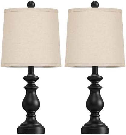 PARTPHONER Traditional Table Lamp Set of 2, Rustic Farmhouse Table Lamps for Living Room Bedroom, 22" Bedside Desk