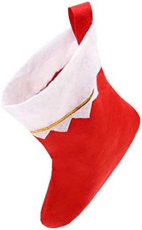 CCINEE 12pcs Felt Christmas Stockings for Christmas Fireplace Hanging Stocking Red Non-Woven Fabric with Golden Trim