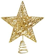 Christmas Tree Topper Star Small Gold Christmas Star Metal Glitter Xmas Tree Topper for Pencil Trees Decorations 8 Inch