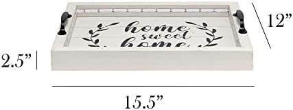 Elegant Designs HG2032-GHH Salento Farmhouse Rectangular Decorative LED Light Up Wooden Serving Tray w Metal Handles & Home Sweet Home in Black for Décor, Centerpiece, Breakfast, Bar, Gray Wash