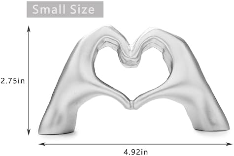 Small Heart Hands Sculpture Decor for Living Room Bedroom Bookshelf Coffe Table and Office Display, Love Finger Statue