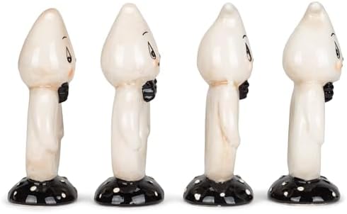 Transpac Friendly White Ghost 4.25 x 2.25 Ceramic Napkin Ring Holders Set of 4 (TH00337)