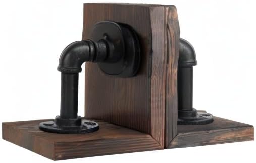 Wood Book / Metal Bookends for Heavy Books / Dark Brown