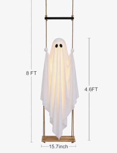 Halloween Decorations Outdoor 4.6FT Large Pre-Assembled Hanging Swing Ghost