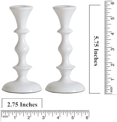 Rely+ White Metal Taper Candle Holders Set of 2 – 5.75" Decorative Candlestick Holders for Table Centerpiece, Home Décor, Dining Table, Wedding & Party Decorations