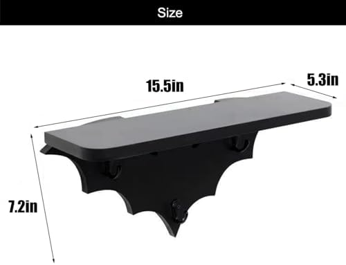 Bat Shelf Floating Shelves for Wall,15.5in Black Shelf with 3 Key Hooks