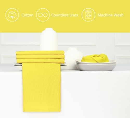PurpleEssences Cloth Dinner Napkins 18x18 in Set of 12 - Yellow