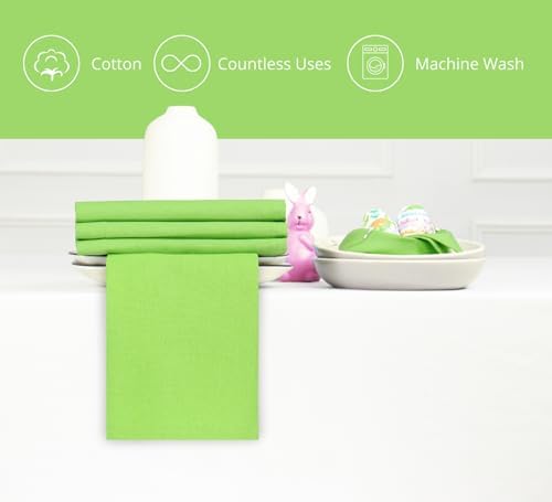 PurpleEssences Cloth Dinner Napkins 18x18 in Set of 12 - Apple Green