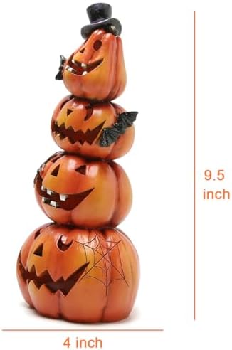 Hodao Halloween Pumpkin Decorations Indoor Orange Stacked Pumpkin Figurine