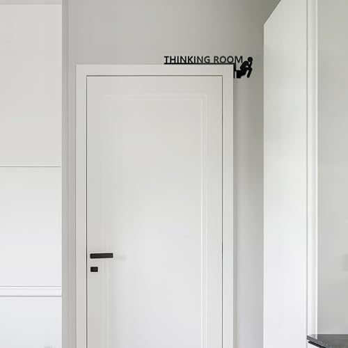 Thinking Room Funny Bathroom Wall Art & Funny Door Sign - Metal Rust-Resistant Decor with Humorous Quotes | Black Funny Bathroom Signs for Restroom | 13.8''x3.5'' Unique Toilet Door Topper Décor