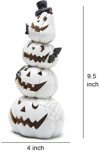 Hodao Halloween Decorations Indoor White Stacked Pumpkin Table Decor