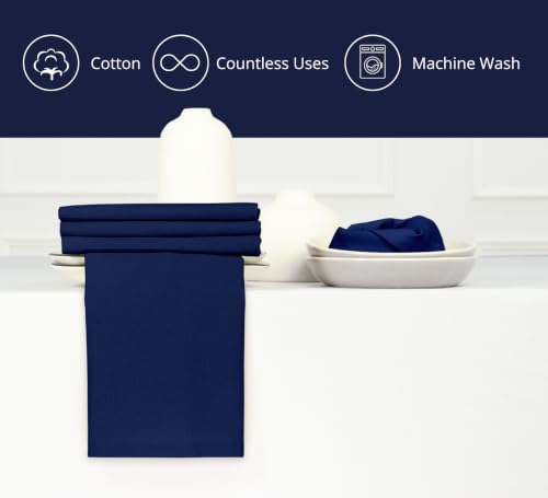 PurpleEssences Cloth Dinner Napkins 18x18 in Set of 12 - Navy Blue
