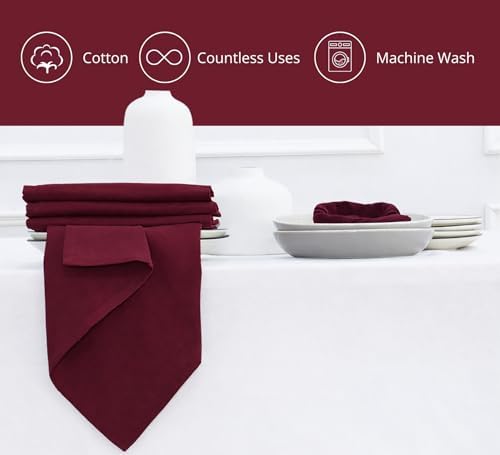 PurpleEssences Cloth Dinner Napkins 18x18 in Set of 12 - Burgundy