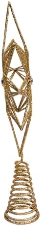 Kurt Adler 12-inch Unlit Gold Glittered 6-Point Star Treetop