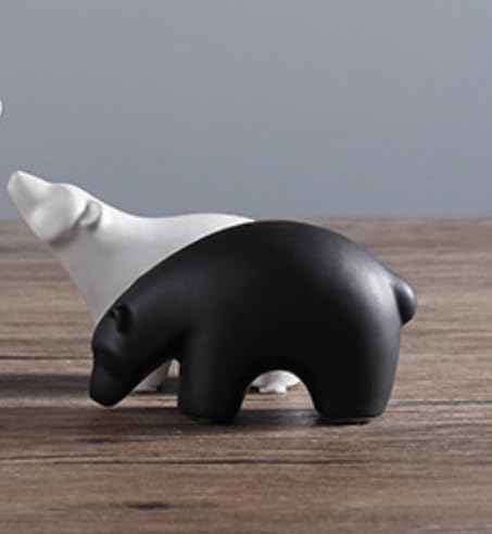 Modern Ceramic Bear Figurines / Middle / Black / Set of 2