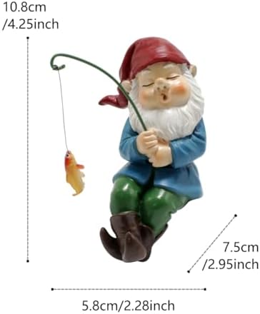 Fishing Gnome, Christmas Resin Sitter Statue, Aquarium Fish Tank and Garden Pond Edge Ornament, Christmas Shelf Decorations
