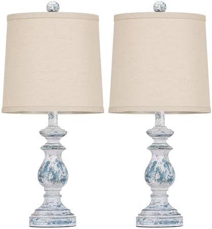PARTPHONER Traditional Table Lamp Set of 2, Rustic Farmhouse Table Lamps for Living Room Bedroom, 22" Bedside Desk