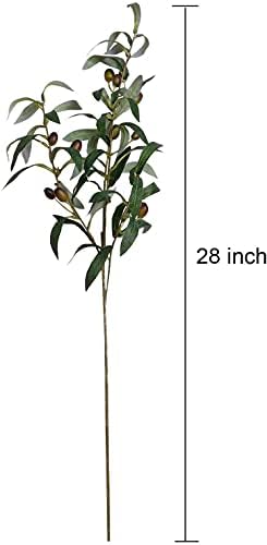 Artificial Olive Branches for Vases Greenery Olive Stems Faux Tree / 28" Tall / 28 Inch / Set of 4