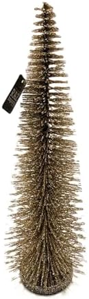 RAZ Christmas Bottle Brush Trees Set of 3 in Sparkling Champagne Gold, 17.5 Inches,14 Inches and 9 Inches High