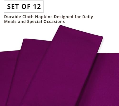 PurpleEssences Cloth Dinner Napkins 18x18 in Set of 12 - Purple