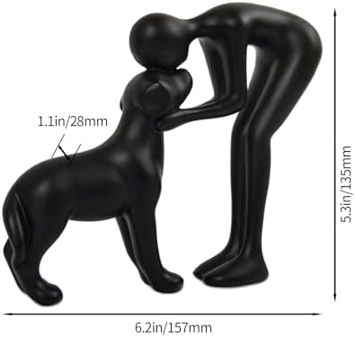 Abstract Person and Dog Sculpture Head-to-Head Figurine Black