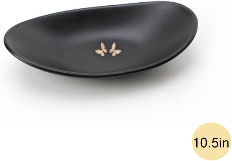 Ring Dish Centerpiece Jewelry Tray Key Tray Organizer for entryway / Big Oval / Black