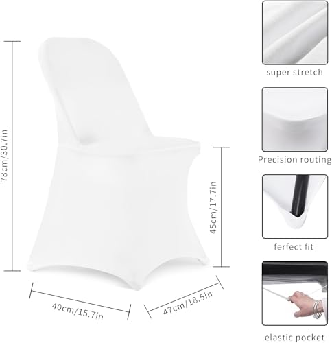 HAINARverS Stretch Spandex Folding Chair Covers 50PCS White