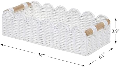 CubesLand Scalloped Toilet Paper Storage Basket W/Handle for Home Decor