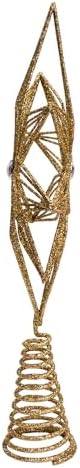 Kurt Adler 12-inch Unlit Gold Glittered 6-Point Star Treetop