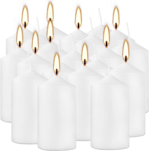 YOROXRG 2"x4" High White Pillar Candles, Set of 20 Unscented. Bulk Buy. Ideal for Halloween, Wedding, Emergency Lanterns, Household, Wedding and Home Décor Candlesticks