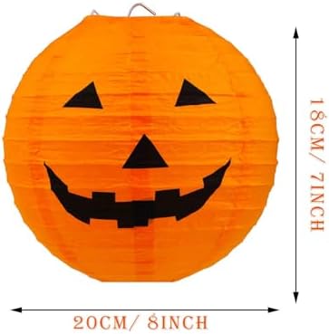 12pc Halloween Jack O Lantern 8inch Halloween Decorations Plastic Pumpkins Pumpkin Hanging Paper Lantern Halloween Indoor Outdoor Party Decoration Supplies