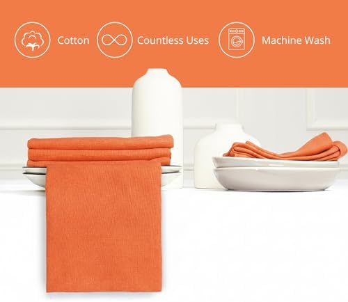 PurpleEssences Cloth Dinner Napkins 18x18 in Set of 12 - Orange