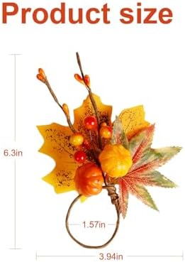 Maple Leaf Napkin Rings Set of 12, Thanksgiving Fall Pumpkin Napkin Holder Rustic Napkin Rings for Thanksgiving Party Banquet Kitchen Table Celebration