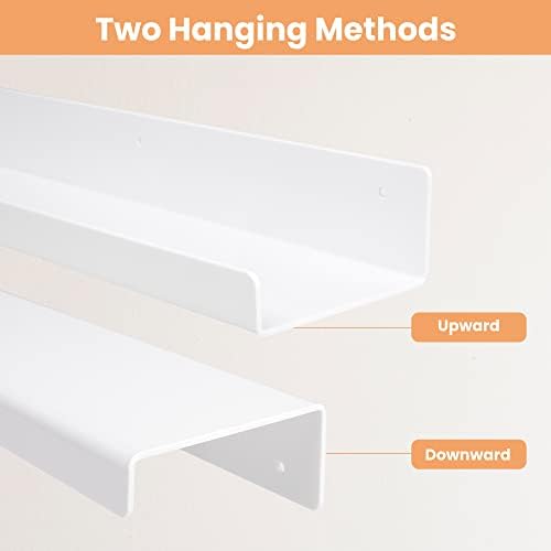 upsimples 2 Pcs 15" Acrylic Shelves for Wall Organize and Display, White