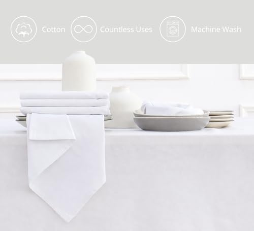 PurpleEssences Cloth Dinner Napkins 18x18 in Set of 6 - White