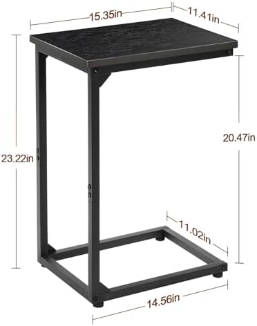 AMHANCIBLE C Shaped End Table, Slide Under Couch Table for Sofa