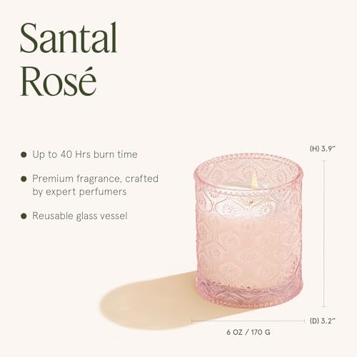 LA JOLIE MUSE Santal Rosé Scented Candles for Home, Natural Soy 40 Hrs