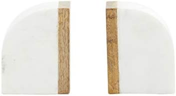 Marble Decorative Bookends lbs Non Skid Bookends / White / 5 Inch / Set of 2