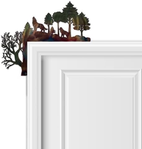 MorningRo 4 Pcs Rustic Forest Themed Door Frame Topper Metal Wall Art
