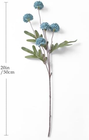 Laelfe Dusty Blue Flowers Artificial Pompon Mum, Fake Kiku Flowers Silk Small Mini Chrysanthemum Ball Faux Mum Decor for Autumn Filler DIY Bouquet Centerpieces Arrangements Shower (Dusty Blue)